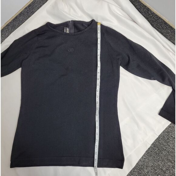 VINTAGE 70s Givenchy black stretch ribbed‎ 3/4 sleeve top S - Picture 10 of 10